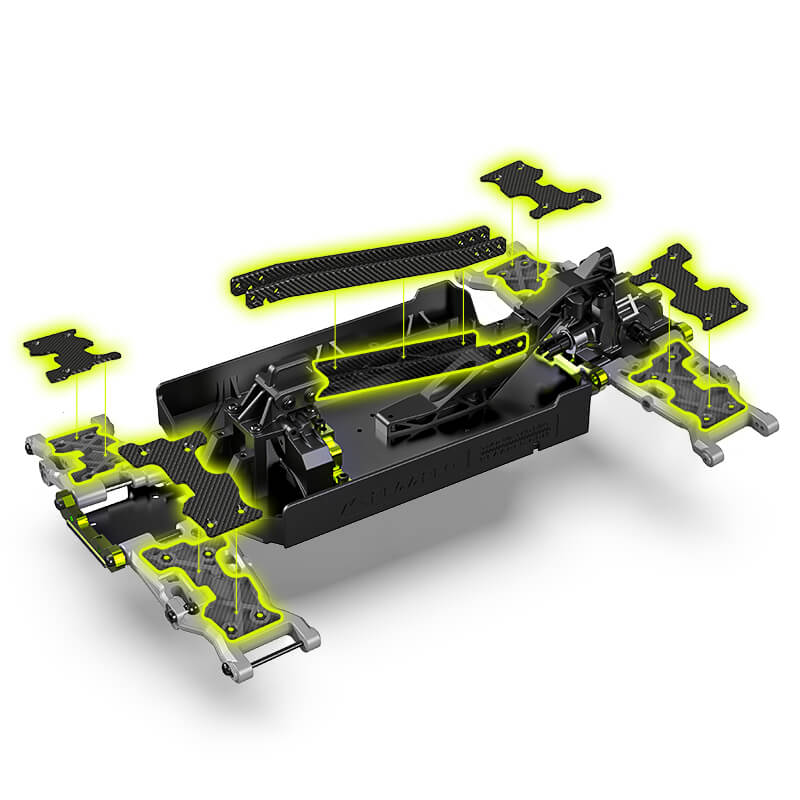 Rlaarlo RC Car Rlaarlo Omni-Terminator Carbon Fiber MINI 1:10 Scale RTR Brushless Monster Truck, RZ001B-C