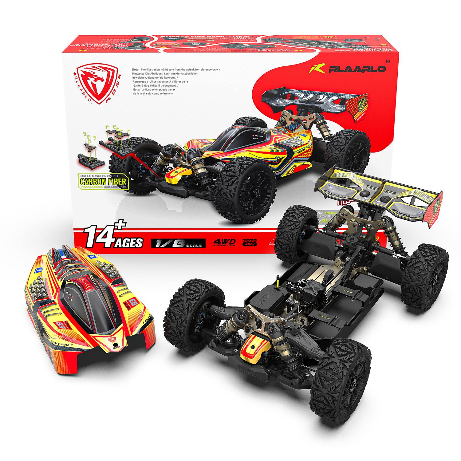 Rlaarlo RC Car Rlaarlo 1/8 4WD Buggy Dragon Scale Knight | DSK Roller(Without Electric Parts) Red