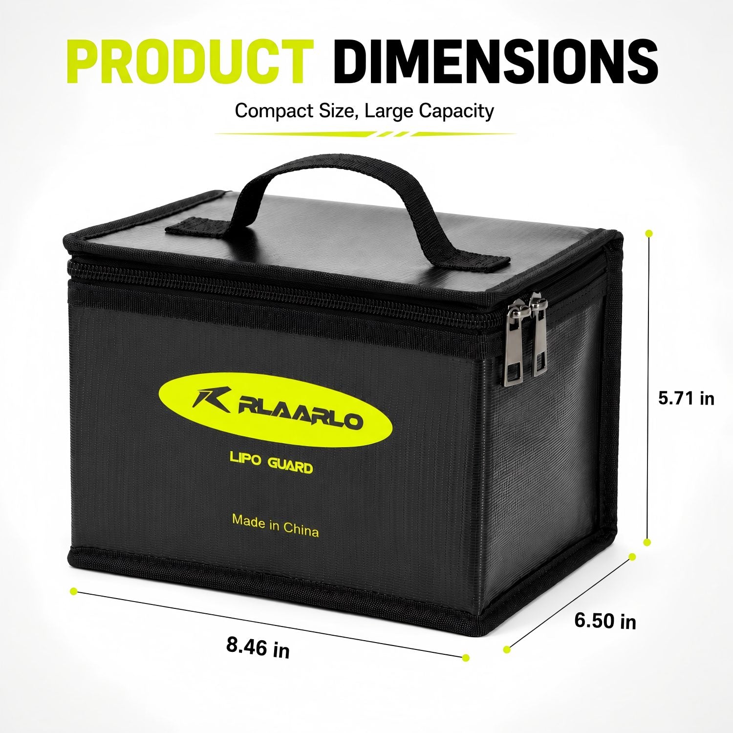 Rlaarlo RC Car Fireproof Explosionproof Battery Storage Guard Pouch for Lipo Charge & Storage (8.46 x 6.5 x 5.71 in)
