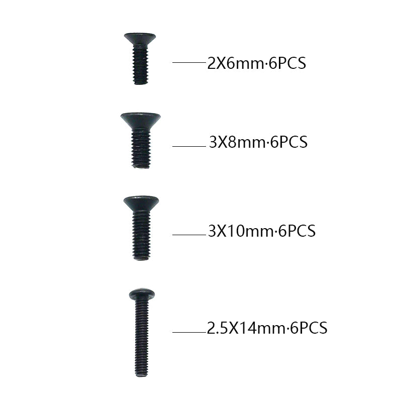Rlaarlo RC Car Flat Head Hex Machine Screw (M2*6 & M2.5X14 & M3*8 & M3*10 ) For 1/10 Scale On-Road Cars