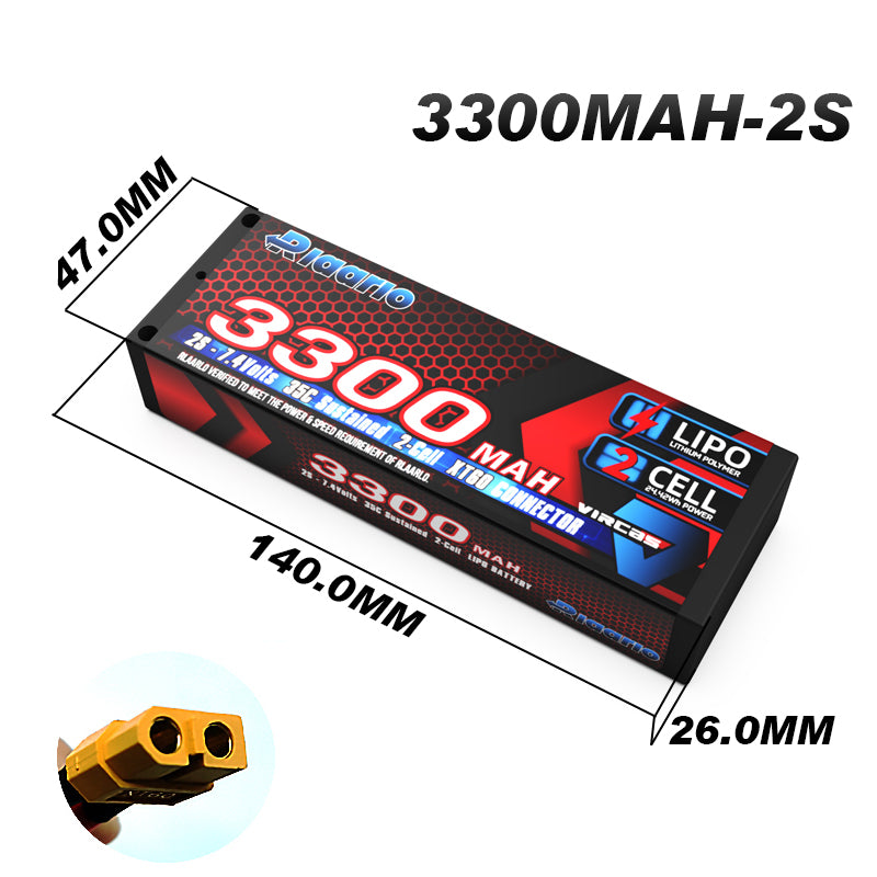 7.4V 3300mah 2S Lipo Battery XT60 Plug