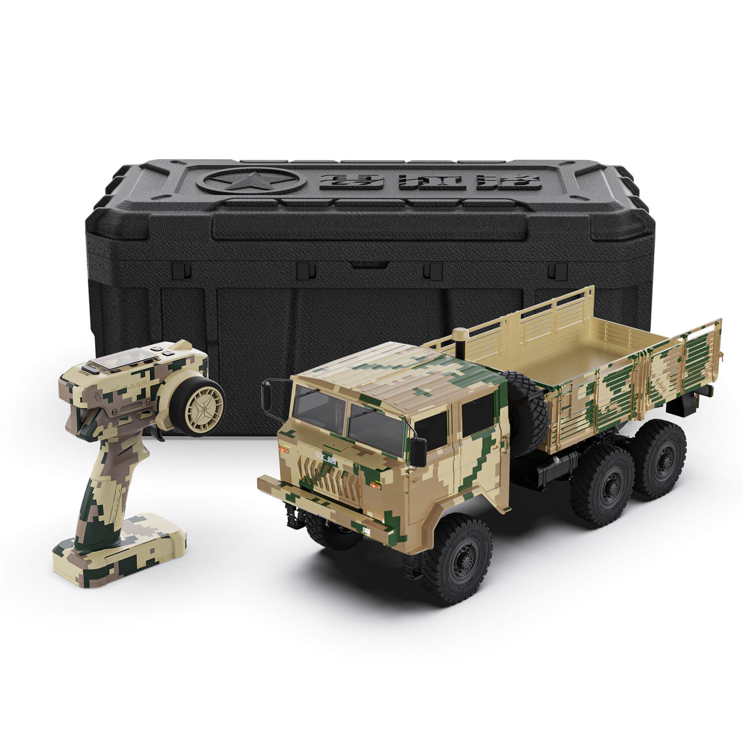 Rlaarlo RC Car Rlaarlo 1/10 Scale RTR 6X6 Brushless RC Military Trucks HongYan HY6 Brushless Desert Digital Camouflage