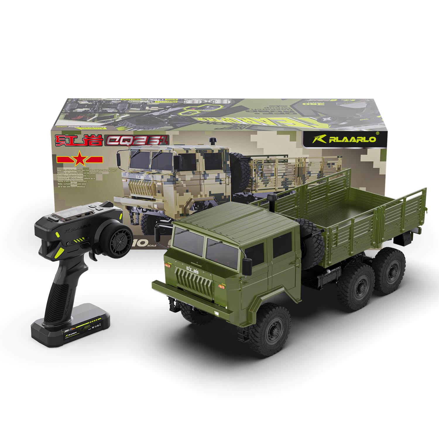 Rlaarlo RC Car Rlaarlo 1/10 Scale RTR 6X6 RC Military Trucks HongYan HY6 | Army Green Brushed Army Green