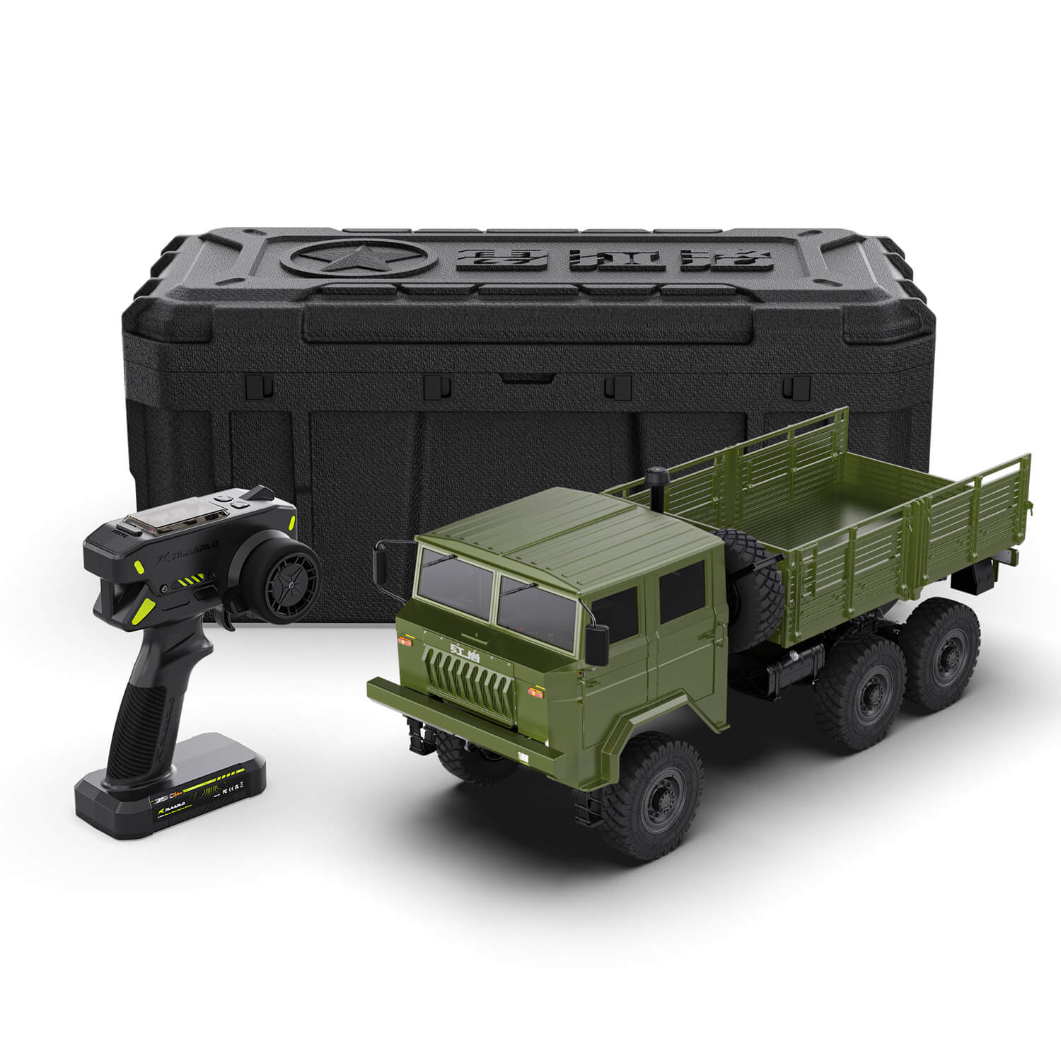 Rlaarlo RC Car Rlaarlo 1/10 Scale RTR 6X6 RC Military Trucks HongYan HY6 | Army Green Brushless Army Green