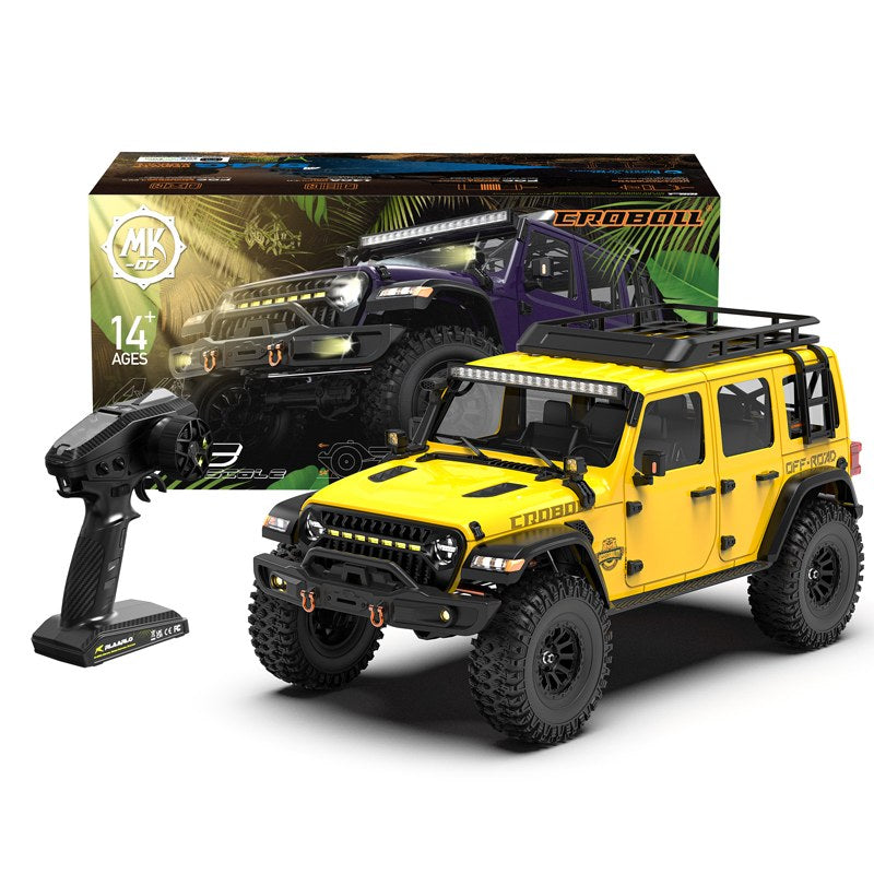 Rlaarlo RC Car 1/7 Scale 4WD Brushed RC Crawler MK-07 V2 Brushed Yellow