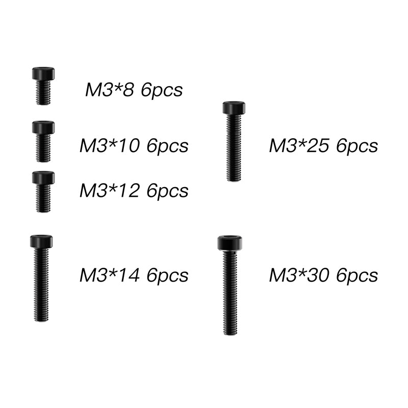 Cap Head Hex Screw, M3 (8mm &amp; 10mm &amp; 12mm &amp; 14mm &amp; 25mm &amp; 30mm) For RZ001 and XTS-F10