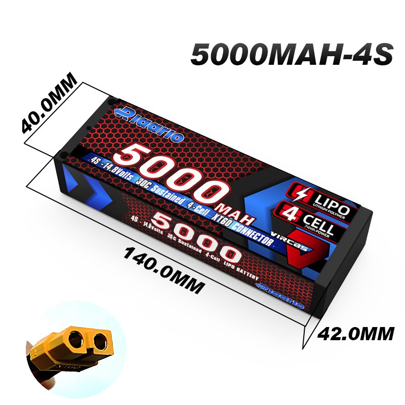 Rlaarlo RC Car 14.8V 5000mah 4S Lipo Battery XT60 Plug