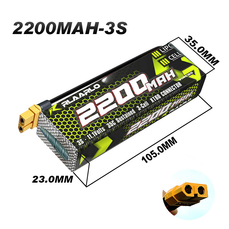 Rlaarlo RC Car 11.1V 2200mah 3S Lipo Battery XT60 Plug