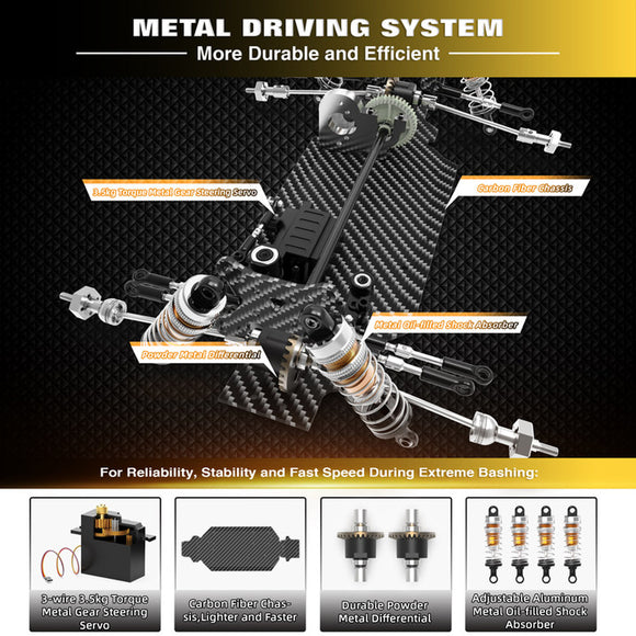 Rlaarlo 1/14 Carbon Fiber Brushless Buggy, 80+ KMH RTR RLR-14023 (With Independent ESC）