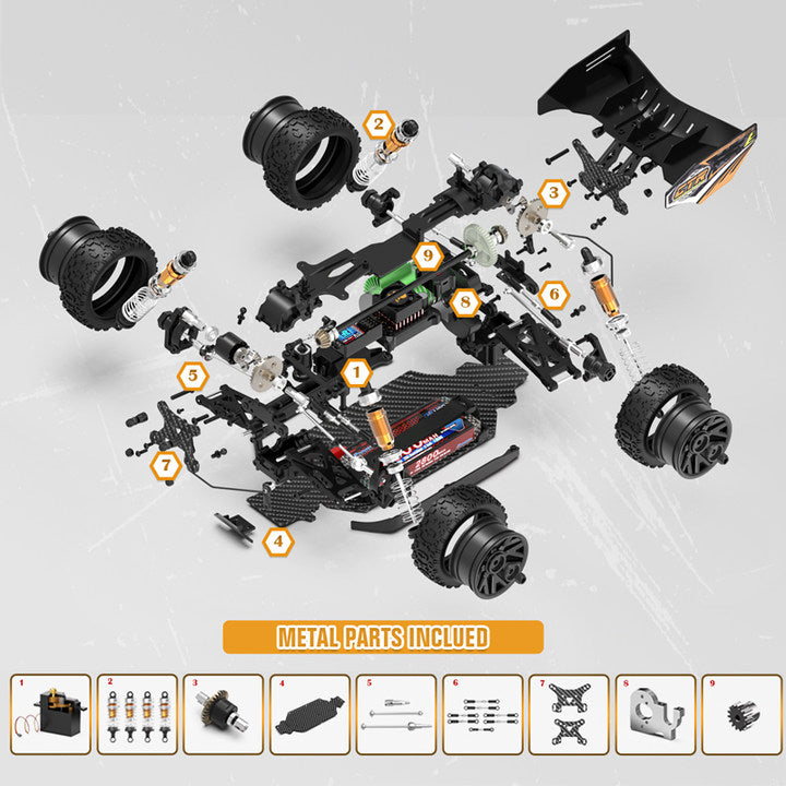 Rlaarlo 1/14 Carbon Fiber Brushless Buggy, 80+ KMH RTR RLR-14023 (With Independent ESC）