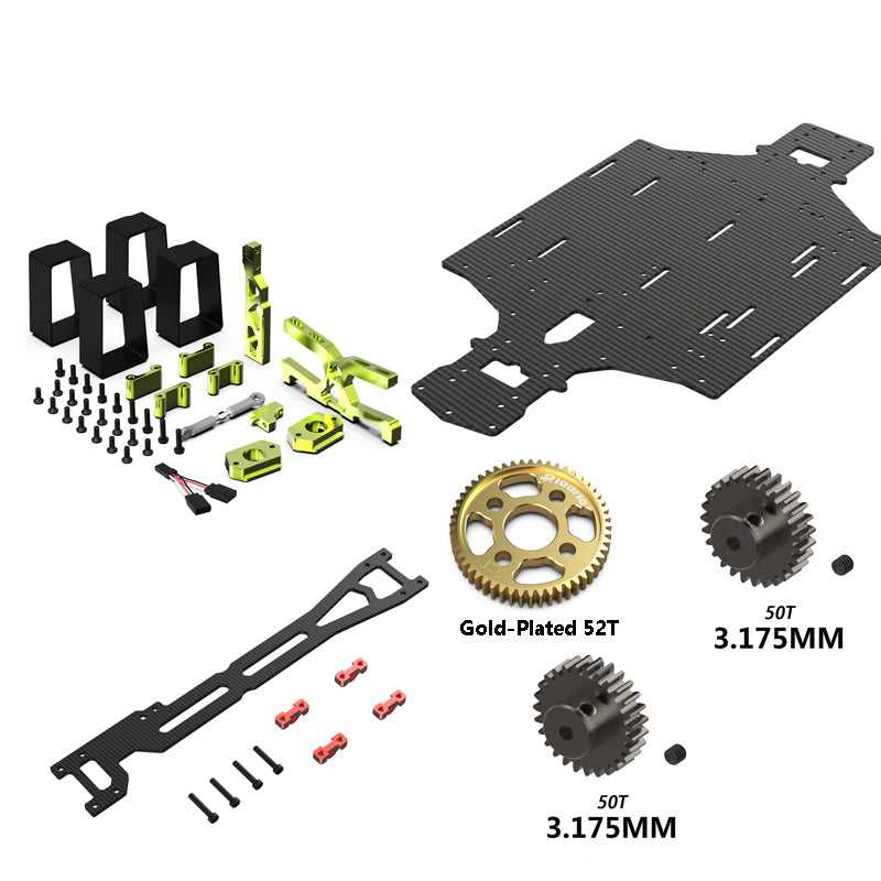 Rlaarlo RC Car Dual Motor Conversion Parts Kit For 1/10th Scale On-Road Cars Without Electric Parts