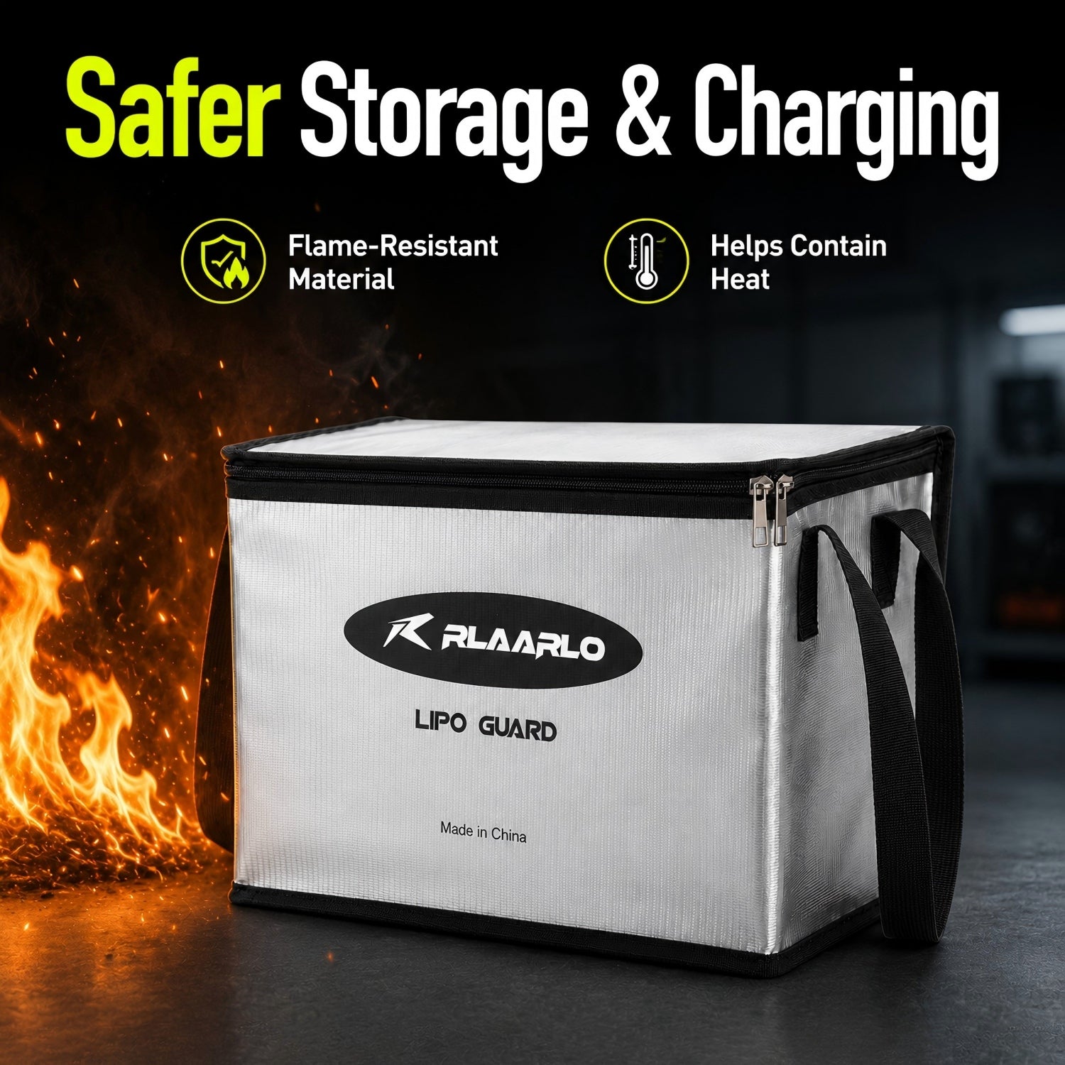 Rlaarlo RC Car Lipo Battery Bag Fireproof for Charge &amp; Storage(14.17 * 7.87 * 9.84in)