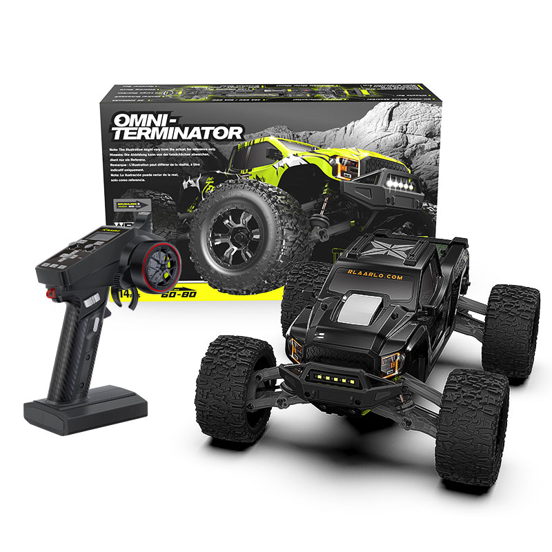 Rlaarlo RC Car Rlaarlo Omni-Terminator Carbon Fiber MINI 1:10 Scale RTR Brushless Monster Truck, RZ001B-C