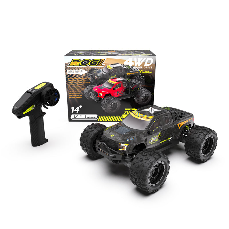 Rlaarlo RC Car Rlaarlo Metal 1/14 Scale Brushless RTR Monster Truck, ROG1 Black