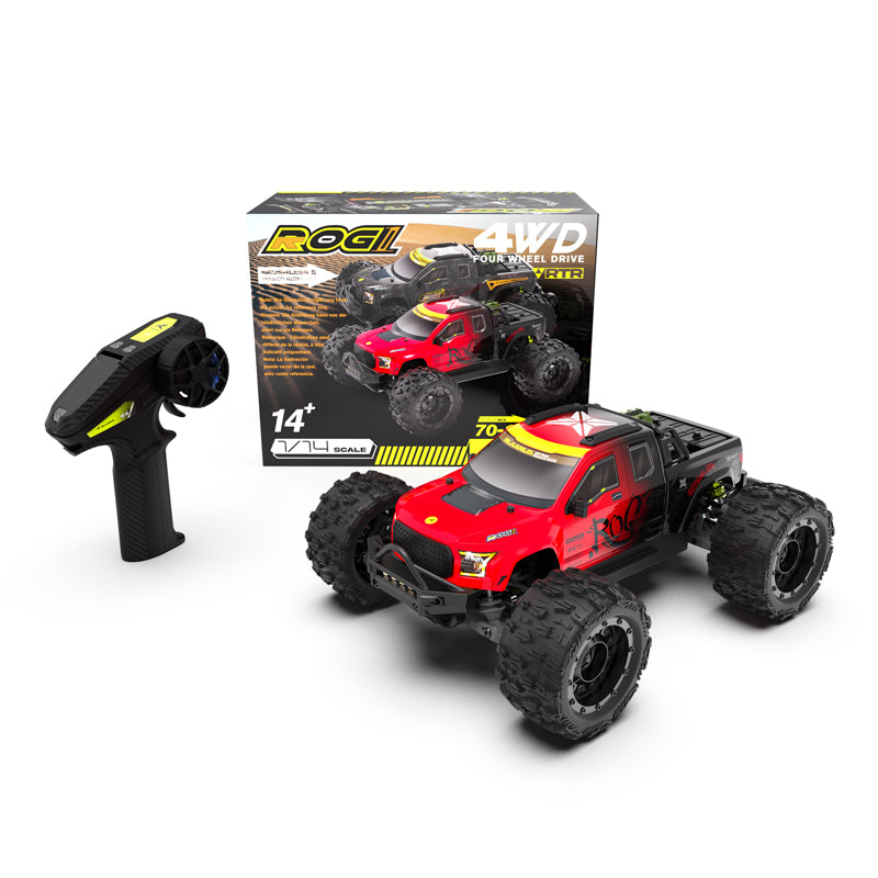 Rlaarlo RC Car Rlaarlo Metal 1/14 Scale Brushless RTR Monster Truck, ROG1 Red
