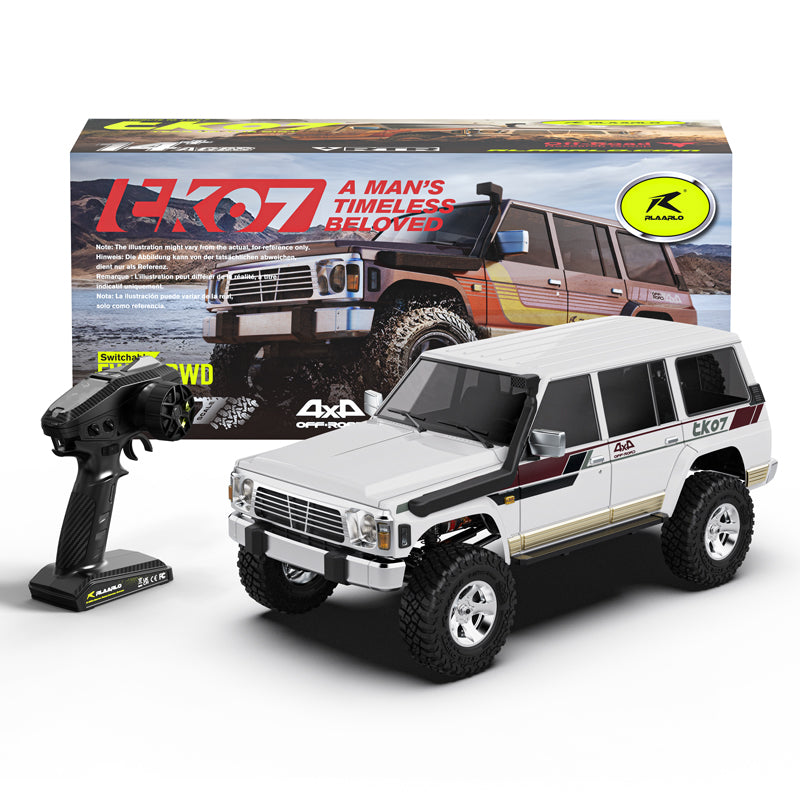 Rlaarlo RC Car 1/7 Scale 4WD Brushed RTR RC Crawler TK07 Brushed White