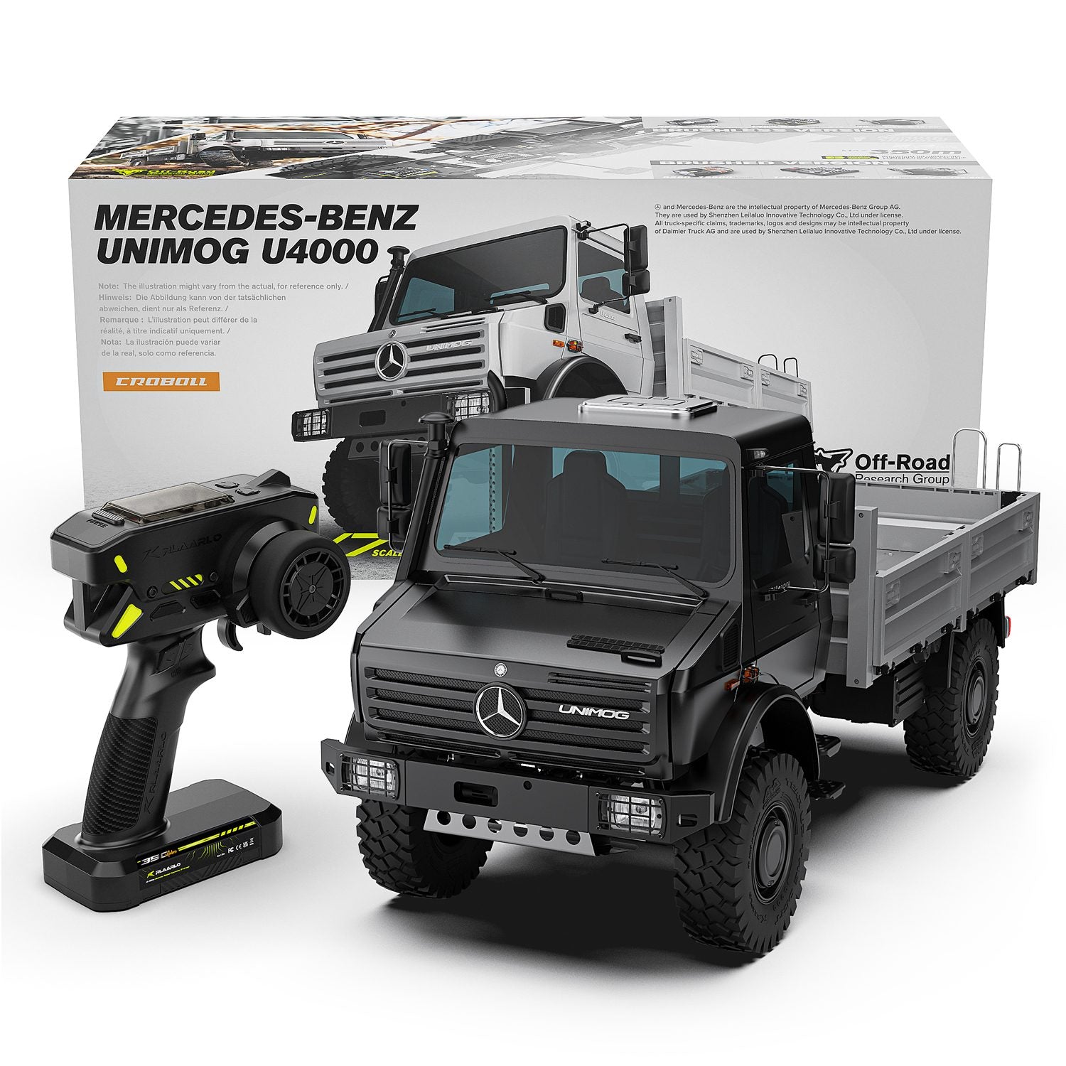 Rlaarlo RC Car Rlaarlo 1/7 Brushless RC Crawler Mercedes-Benz Unimog U4000 | UM07 Brushless Black