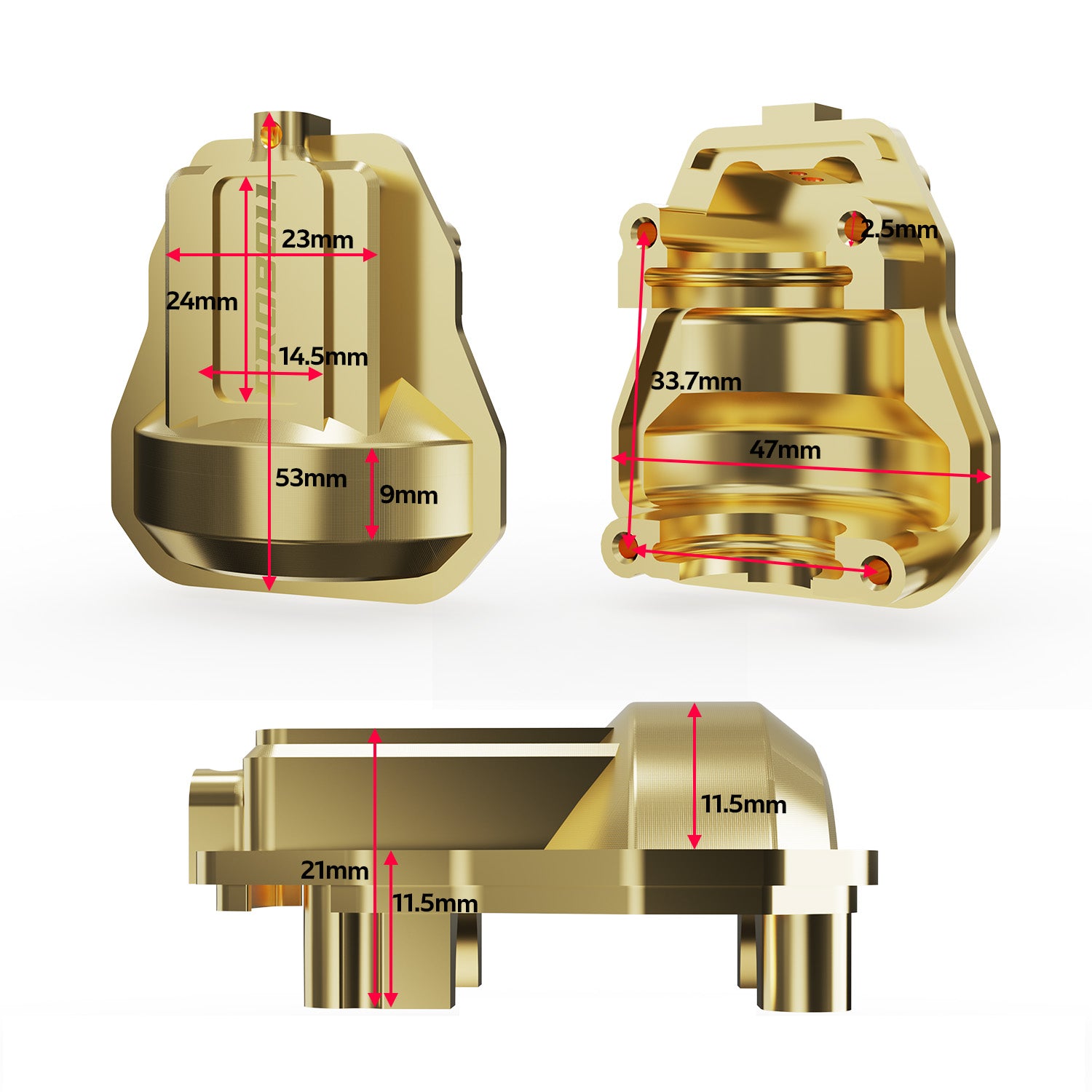 Rlaarlo RC Car Brass Front Rear Axel Diff Covers for 1/7 Crawler