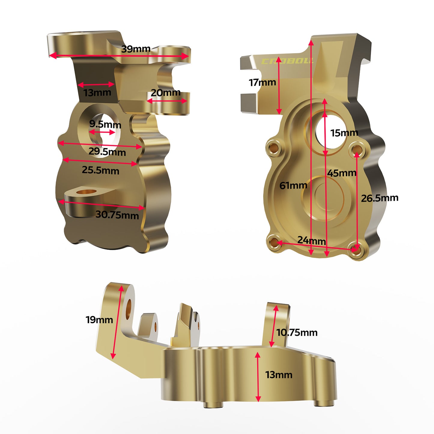 Brass Front Portal drive axle mount(Front) & Portal Housing Inner for MK-07