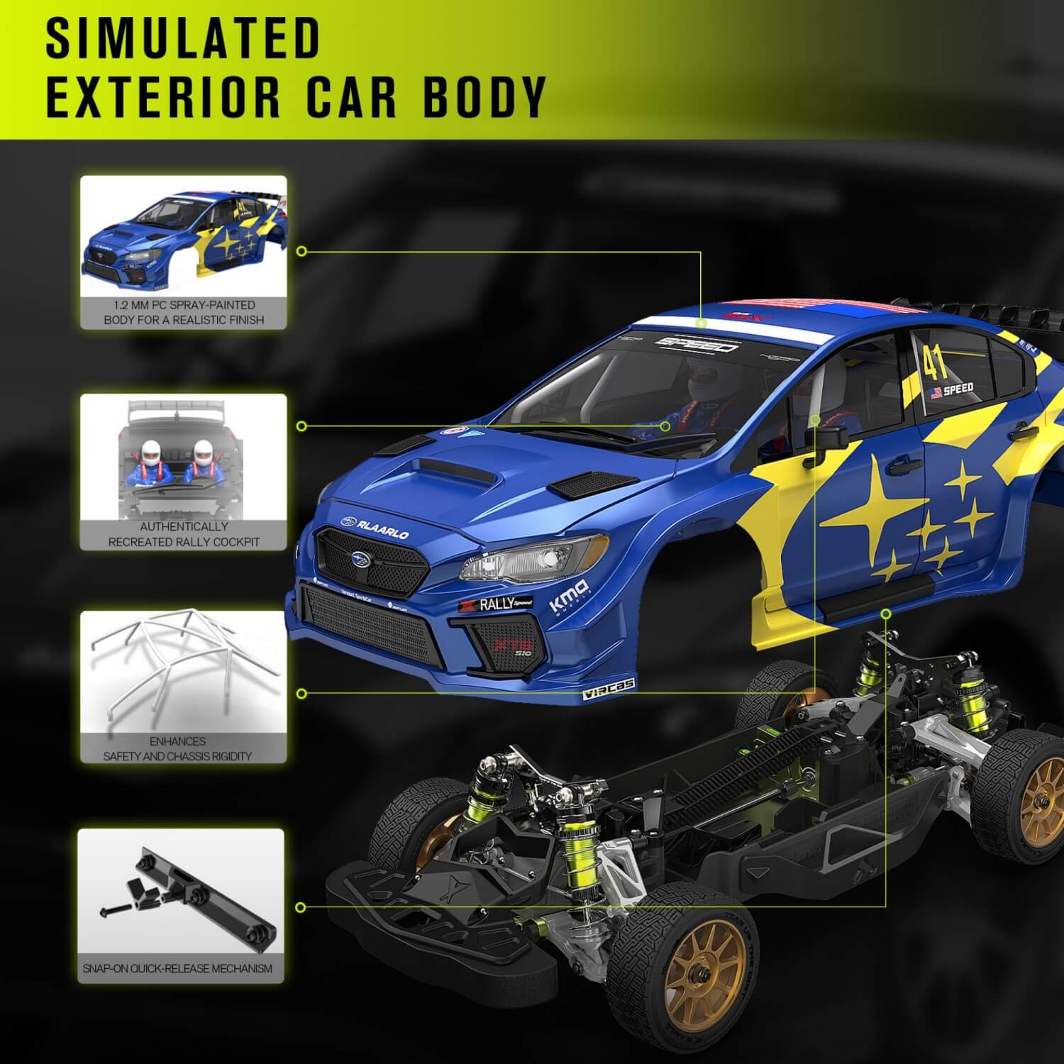 Rlaarlo RC Car Rlaarlo 1/10 Scale RTR 4WD Carbon Fiber Brushless RC Rally Car | XTS-S10