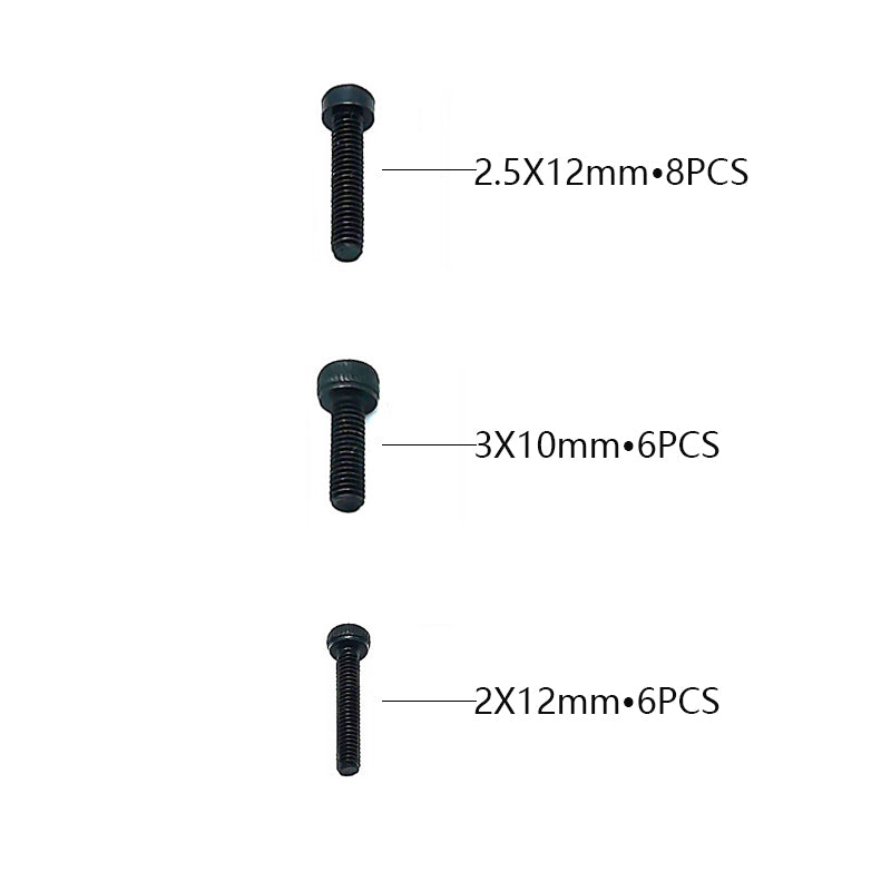 Rlaarlo RC Car Cap Head Hex Machine Screw Set (M2*12 &amp; M2.5*12 &amp; M3*10MM) For 1/10 Scale On-Road Cars