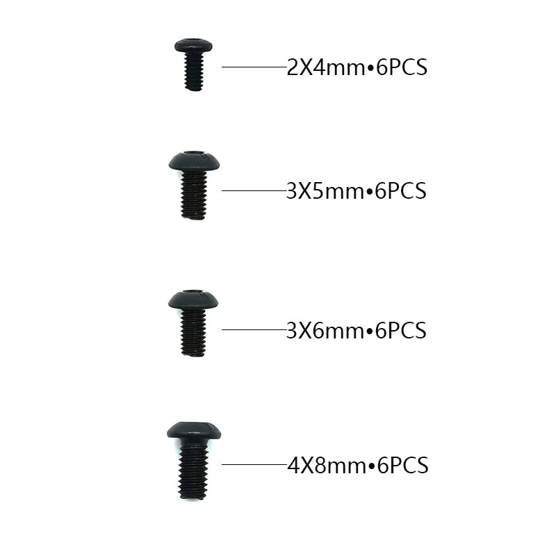 Rlaarlo RC Car Button Head Hex Machine Screw (M2*4&amp;M3*5&amp;M3*6&amp;M4*8MM) For 1/10 Scale On-Road Cars