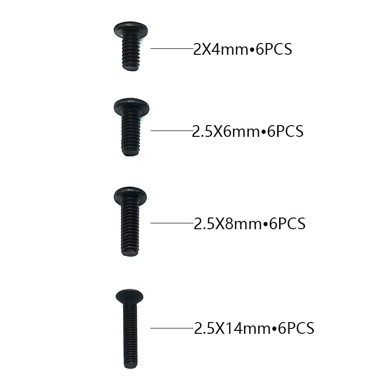 Rlaarlo RC Car Button Head Hex Machine Screw (M2*4&amp;M2.5*6&amp;M2.5*8&amp; M2.5*14) For 1/10 Scale On-Road Cars