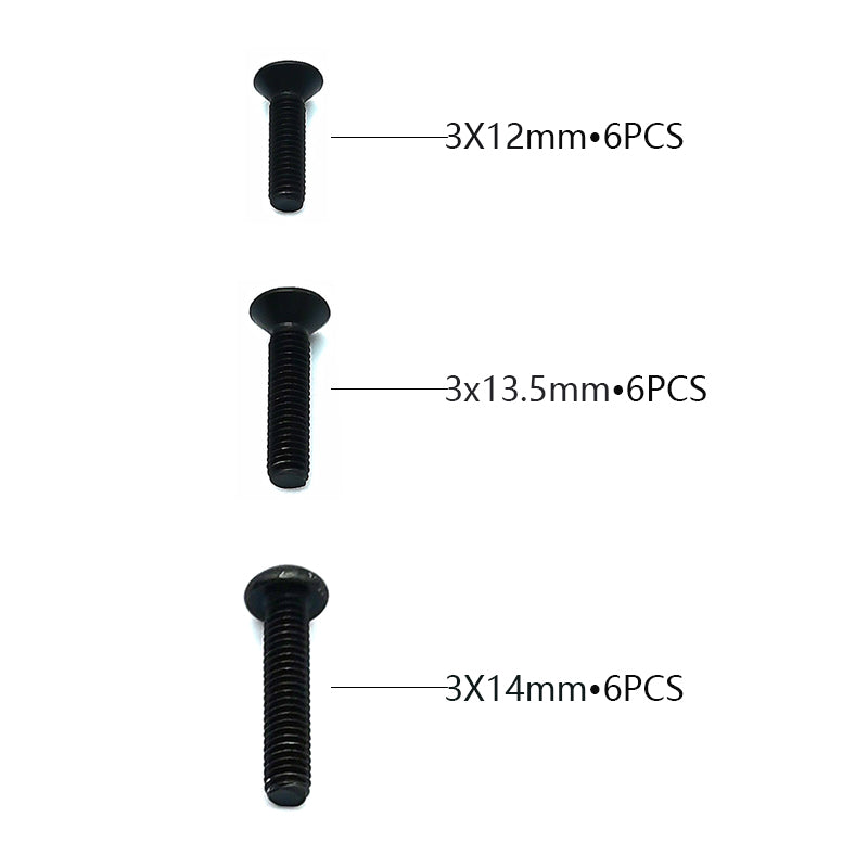 Flat Head Hex Screw (M3*12 &amp; M3*13.5 &amp; M3*14 ) For 1/10 Scale On-Road Cars
