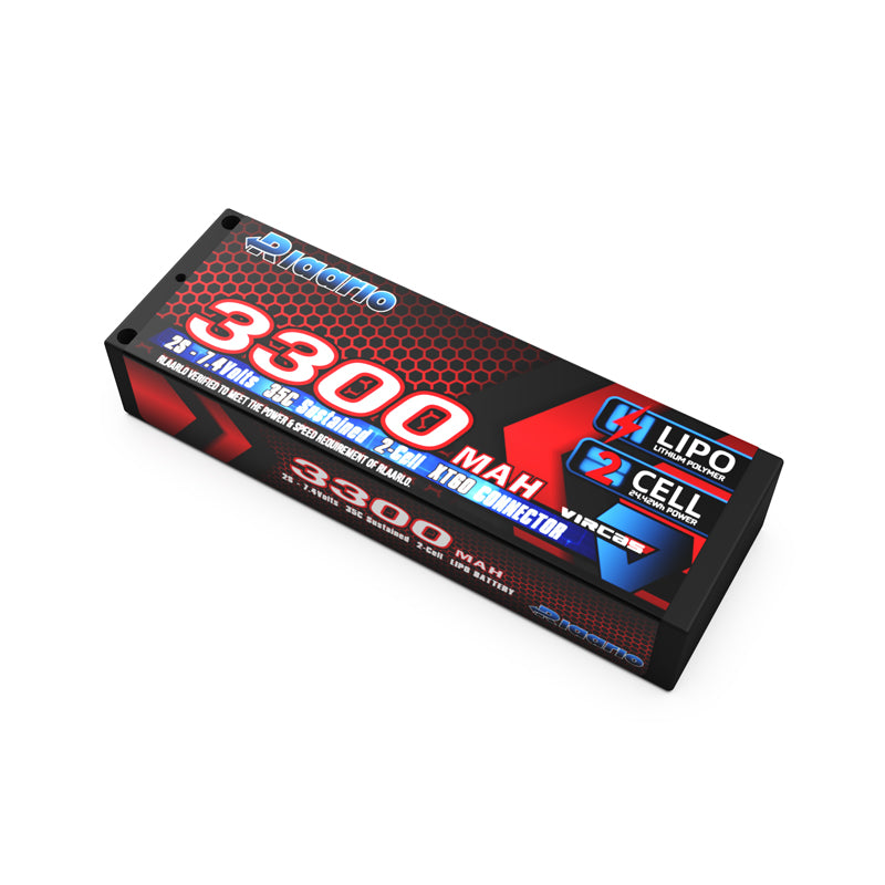 Rlaarlo RC Car 7.4V 3300mah 2S Lipo Battery XT60 Plug Red