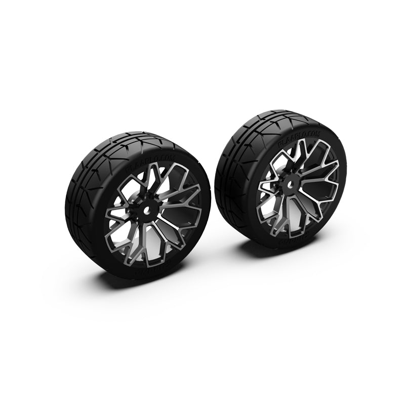 Rlaarlo RC Car Aluminum Wheel &amp; Tire Set For 1/10 Scale On-Road Cars