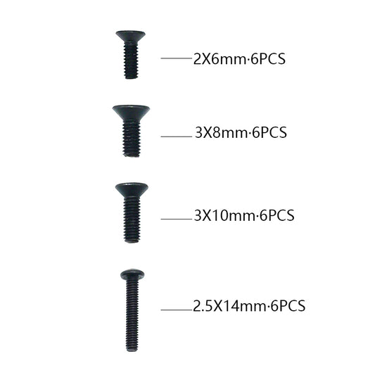 Flat Head Hex Machine Screw (M2*6 & M2.5X14 & M3*8 & M3*10 ) For 1/10 Scale On-Road Cars