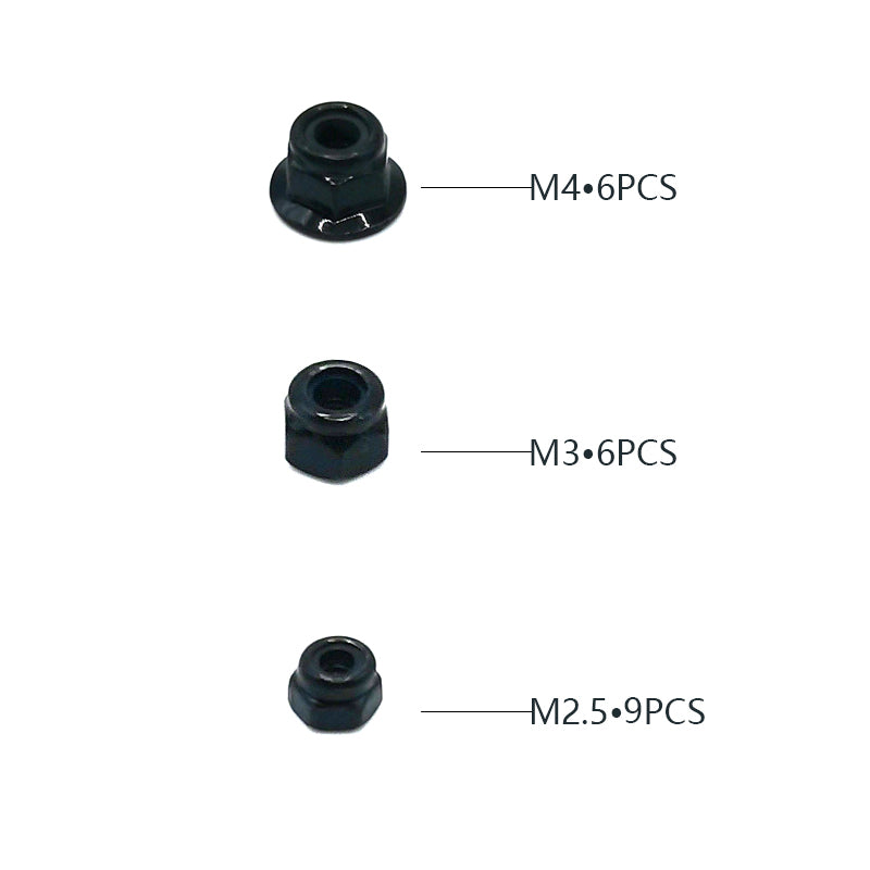 Rlaarlo RC Car Lock Nut Set (M2.5 &amp; M3 &amp; M4 ) For 1/10 Scale On-Road Cars