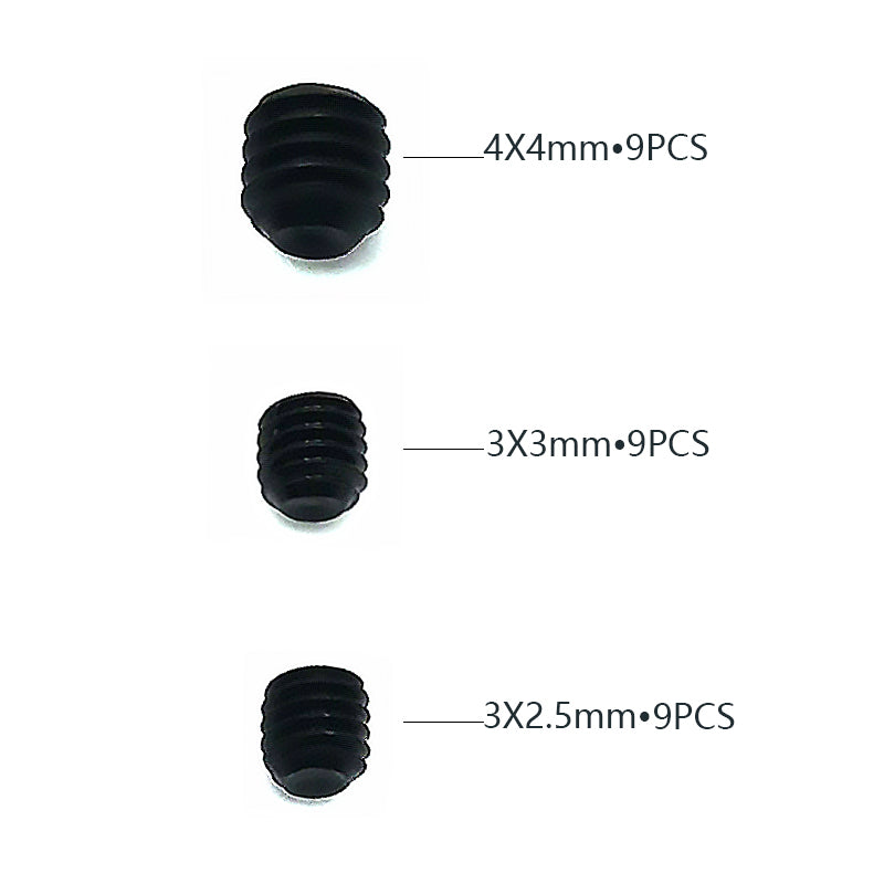Rlaarlo RC Car Set Screws (M3*2.5 &amp; M3*3 &amp; M4*4 ) For 1/10 Scale On-Road Cars